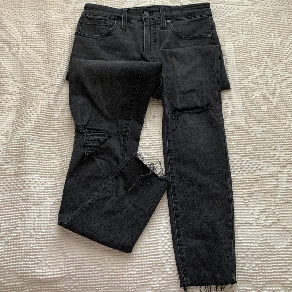 MADEWELL high-rise skinny black distressed jeans